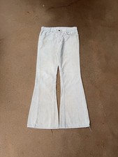 Vintage 70  s Levi  s 784 Bellbottom Flare Faded Cream Corduroy Pants Size 30x30