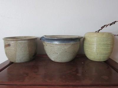Lot of 3 Vintage Studio Art Pottery Flower Pot Planters