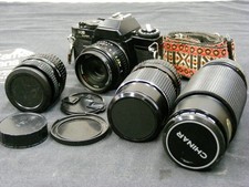 Sears KS Super 35mm Film Camera, Four Lenses Telephoto, Zoom, 50mm Prime, Strap