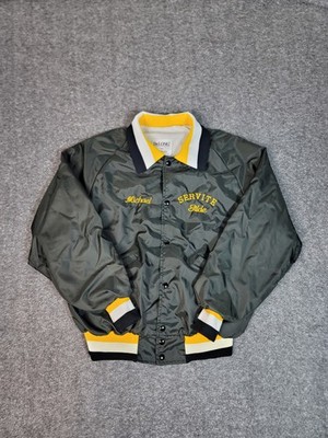 Vintage DeLong Varsity Coach Jacket Mens L Black Nylon Servite Tide Embroidered 