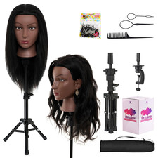 20-22 Inch Mannequin Head Human Hair with Stand,100 Real Human Hair Mannequin H