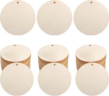 Unfinished round Wooden Circles with Holes, 1 Inch