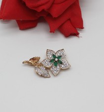 Sterling Silver  Sparkling Poinsettia Flower  Pin 8.93g CAT RESCUE