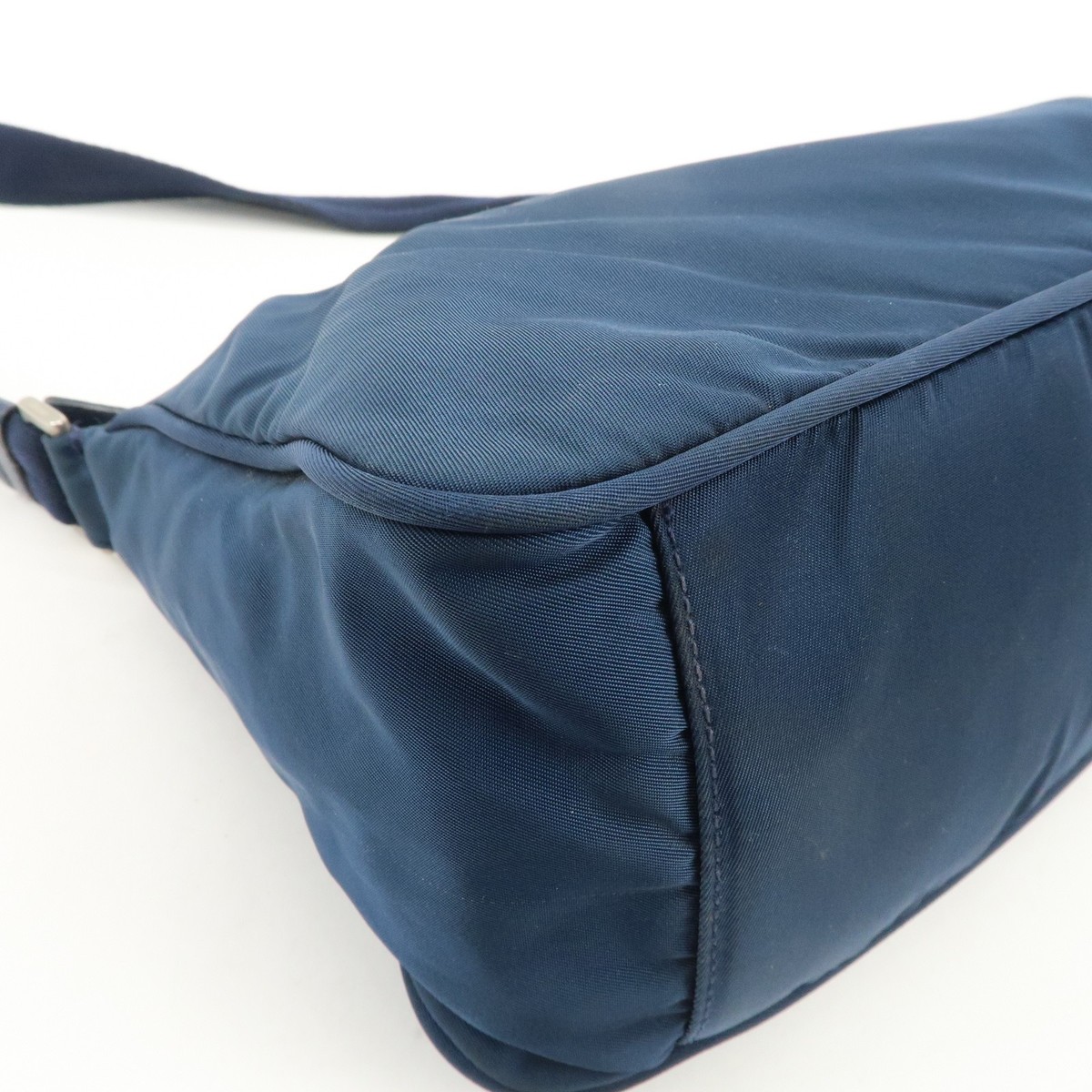 PRADA Triangle Logo Nylon Leather Shoulder Bag Crossbody Bag Navy