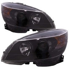Headlights Set Halogen Black Housing With Clear Lens Pair