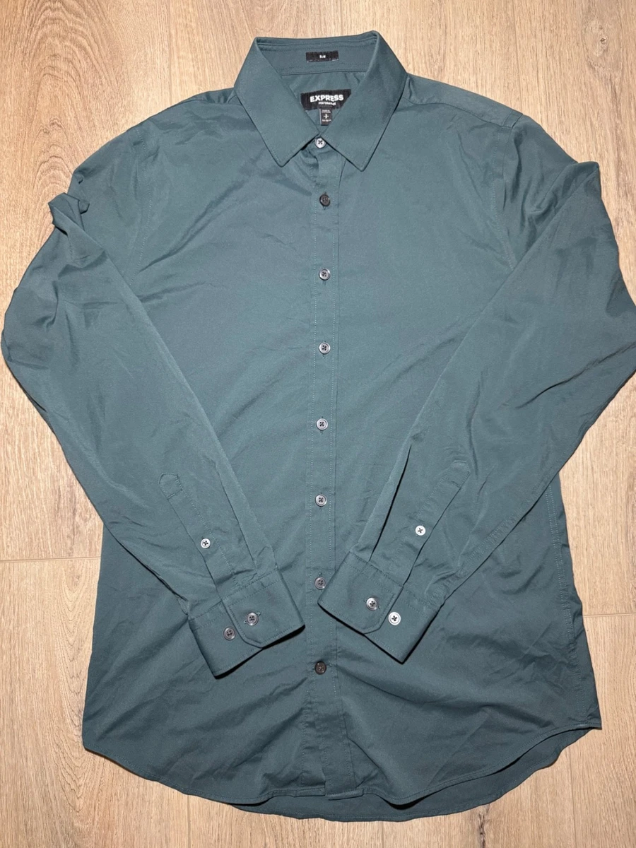 slim fit dress slacks Hisdern Emerald Green Cloud Stretch Dress Shirt for Corporate Workwear S