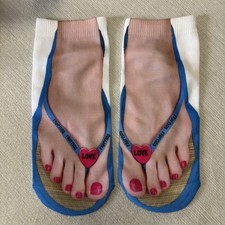 Flip Flop Socks 3D Pedicure Manicure Print Funny No Show Socks Painted Toenails
