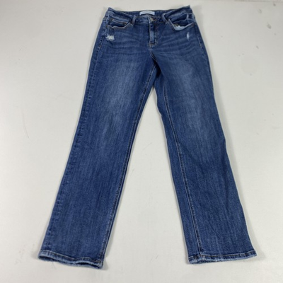 #ad Lovervet Jeans Womens 29 Blue High Rise Straight Distressed Denim Juniors $17.49