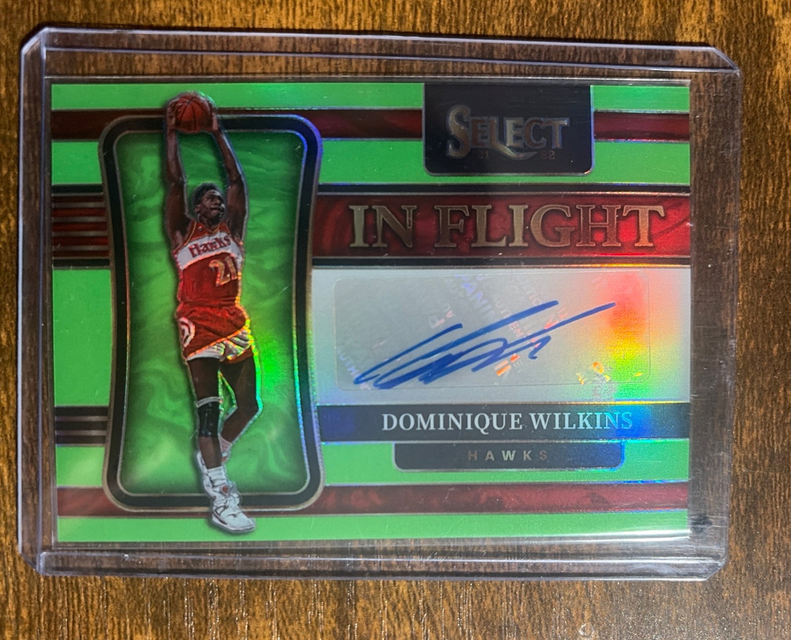 Panini Select - In Flight Signatures Dominique Wilkins Neon Green Prizm /99 