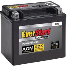 EverStart Platinum AGM PowerSport Battery, Group Size TX12 12 Volt, 180 CCA