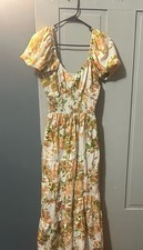 Floral Puff Sleeve Smocked Maxi Dress V-Neck Multicolor Casual Spring Summer