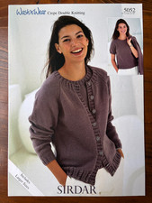 Sirdar 5052 knitting pattern ladies DK raglan cardigan & short sleeve sweater