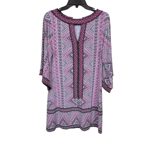 Abito tubino Michael Kors taglia small maniche kimono rosa e nero stampa buco della serratura