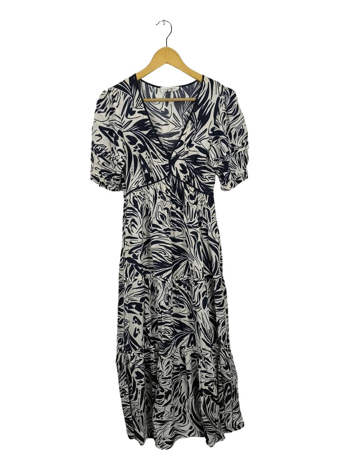 BA&SH Midikleid Damen Kleid Gr. DE 36 dunkelblau-hellbeige Casual-Look