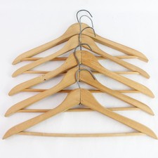 Lot of 5 Brown Wooden Suit Hangers for Closet Organization  Storage