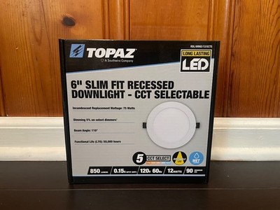 NEW Topaz RDL/6RND/12/5CTS LED 6'' CCT Selectable Slim Recessed Downlight 70886