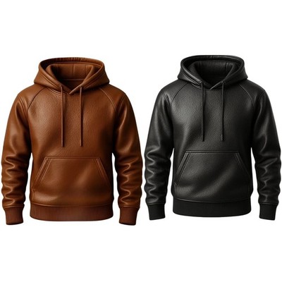 Men Lambskin Leather Hoodie Jacket Pullover Soft Hooded Biker Casual Streetwear