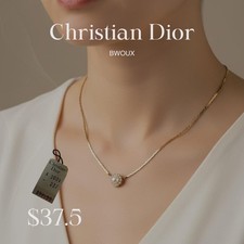 Christian Dior Necklace Gold Pearl Motif Vintage Used