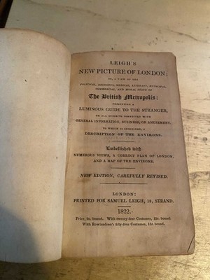 Leigh's New Picture of London 1822 Poor Local History Architecture HB