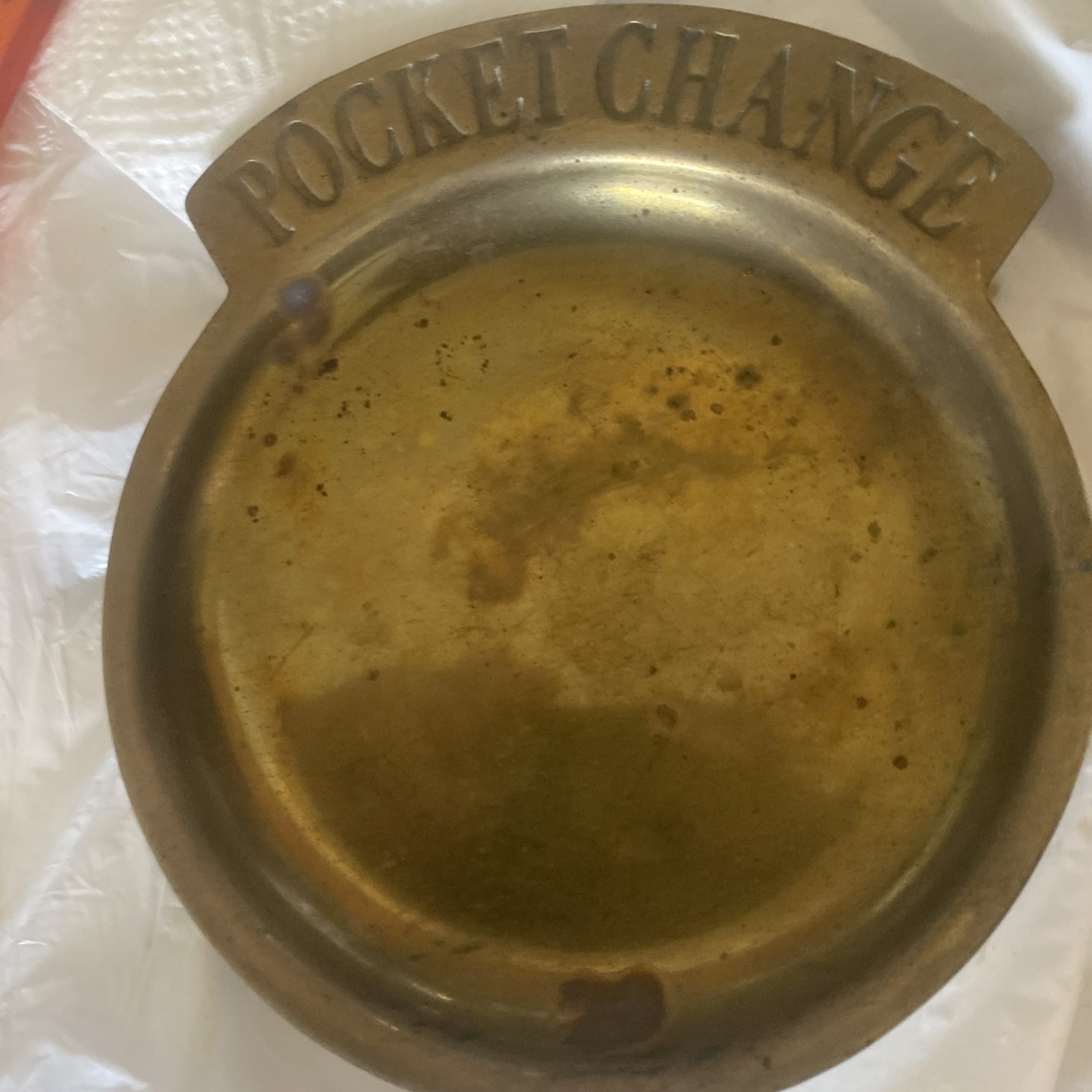Vintage 70s BRASS POCKET CHANGE Trinket Dish Mens Caddy 6