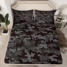 Army Camo Bedding Set, Black Camouflage Bed Sheets for Boys Teens Adult Men, ...