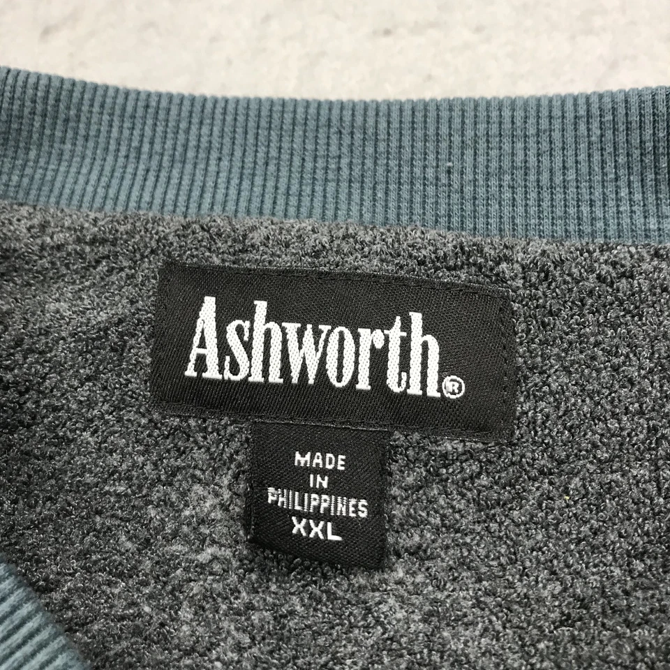 VINTAGE Ashworth Golf Sweatshirt Mens 2XL XXL Blue Terry Towel Crewneck 90s - Image 4 of 4