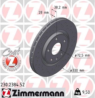 2X Zimmermann Bremsscheibe Vorderachse U.A. FüR Chrysler, Dodge, Fiat, Lancia-image