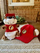 Buc-ee's Red Corduroy Youth Ear Hat  Plush Beaver Hand Puppet Mascot Bundle Set