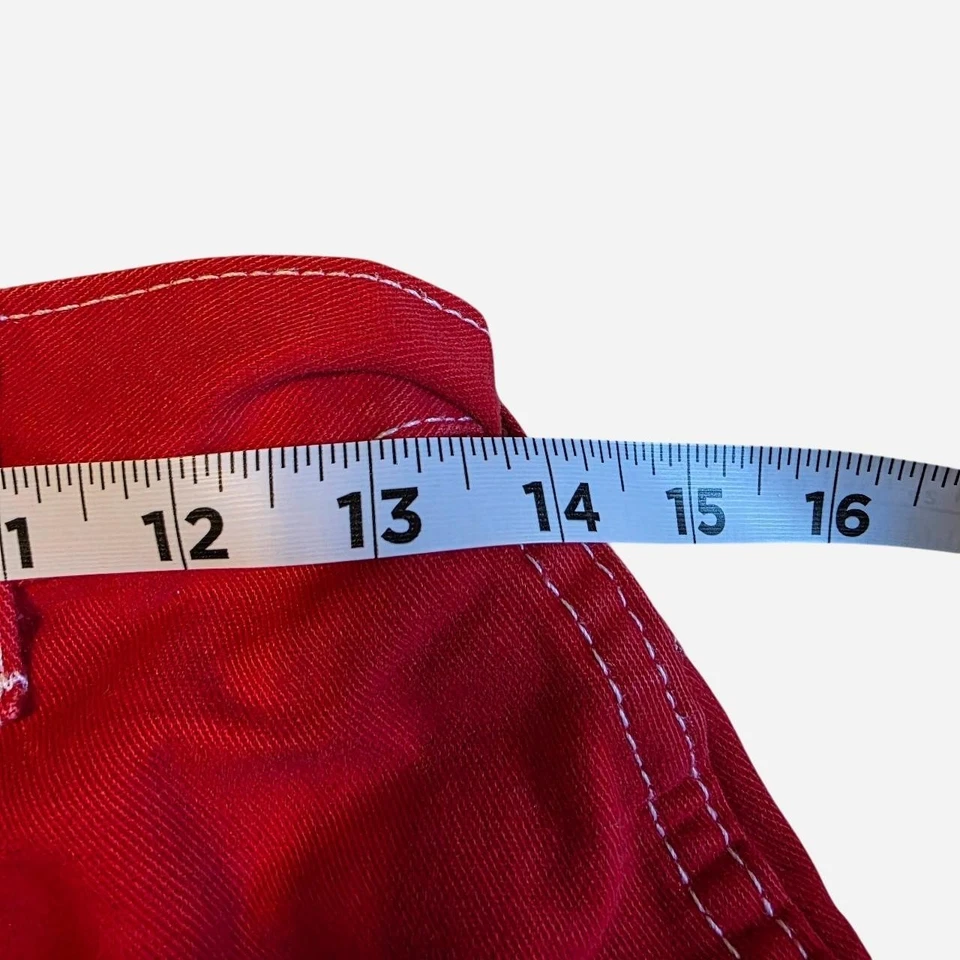 Pantalones cortos vaqueros vintage chic rojos de talle alto para mujer talla 10 Foto 4 de 4