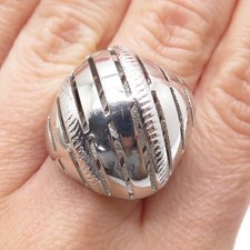 925 Sterling Silver Italy Modernist Ribbed Dome Ring Size 6.5