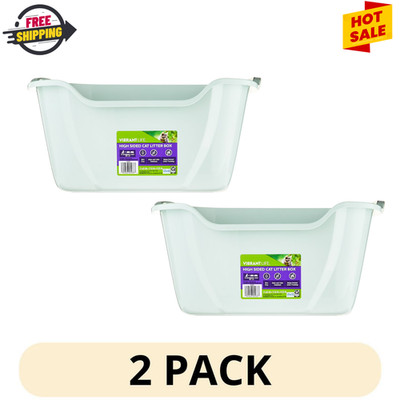 2 Pack Vibrant Life XL High Sided Open Cat Litter Box Stain Resistant Tray
