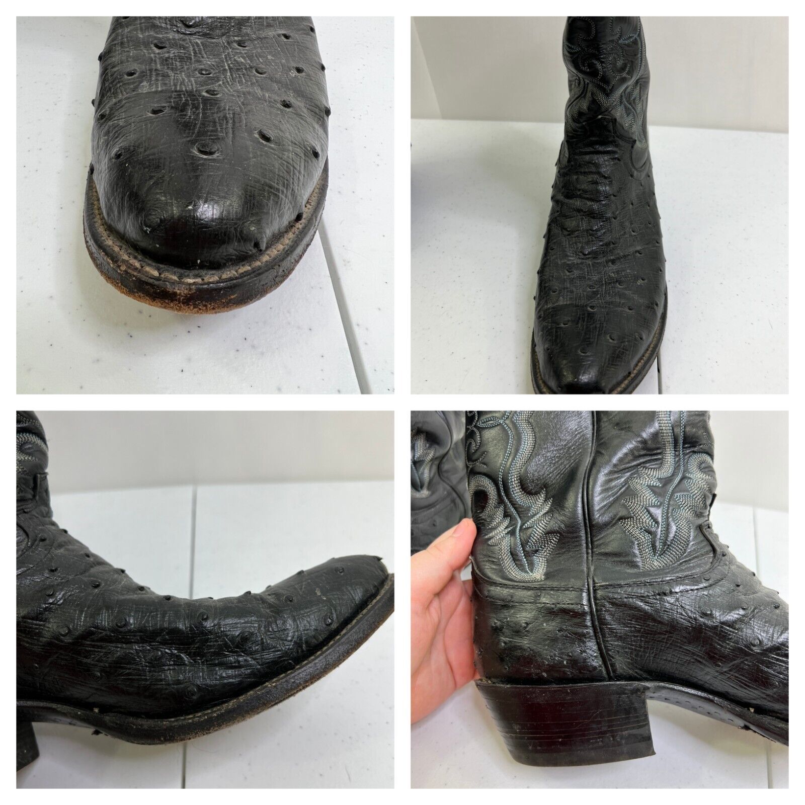 Justin Boots 10.5 D Black Cowboy Western Embroide… - image 4