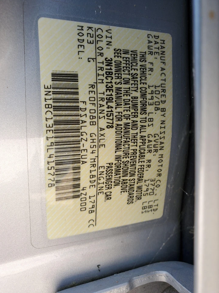 Vidrio/ventana de ventilación de puerta trasera derecha (tinte AS2)(HTBK) 2007-2012 Nissan Versa Foto 3 de 4