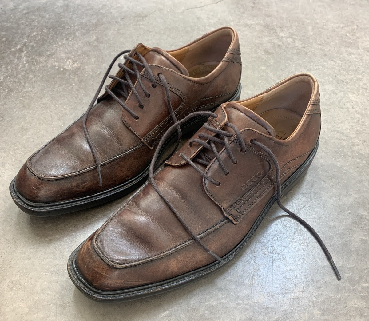 Ecco Almond Toe Brown Leather Oxfords Lace Up Men\'s Dress Shoes EU 49  US 15 Amazon.com | ECCO Men main image 2