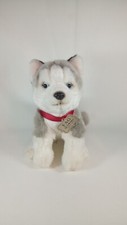FOA Schwarz Siberian Husky Wolf Pup Dog Plush Realistic Stuffed Animal 10"
