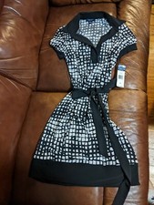 Chaps Dress Size Small Sag Harbor Black White Squares