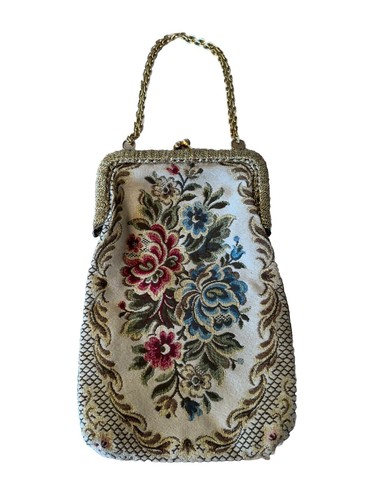 Vintage Handtasche Made In Italy Gobelin Blumenmuster 10x6x1 Sauber