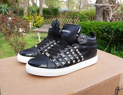 DSQUARED2 SHOES 44 1/2 shoe dsquared 2 d2 sneaker sneakers black studs high top