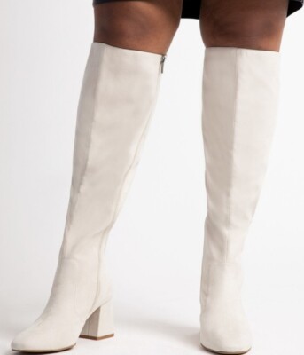 ELOQUII LANE At The Knee IVORY WIDE CALF/WIDTH Boots SIZE