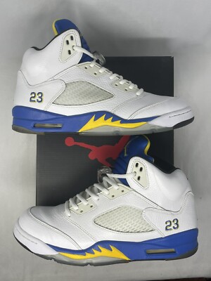 Air Jordan 5 Retro  Laney  2013 136027 189 Wht/Vrsty Maize/Varsity Royal Size 10