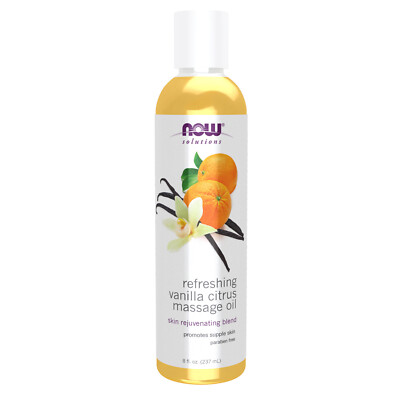NOW Refreshing Vanilla Citrus Massage Oil - 8 fl oz Skin Rejuvenating Blend
