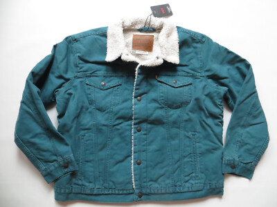 Levi's Sherpa Jacke Jeansjacke XL NEU! Grüne Teddy Fell Winterjacke  KULT