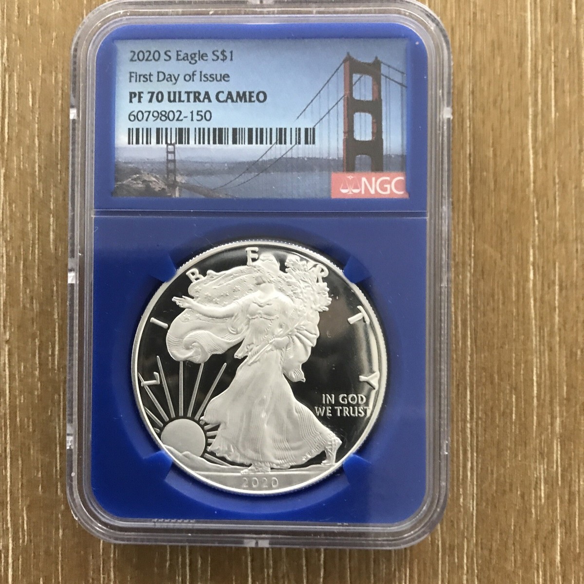2020 Silver Eagle First Day Of Issue PF 70 Ultra Cameo NGC Blue