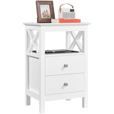 Comodino Camera da Letto in MDF e Metallo Tavolino da Salotto per Divano