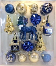 Winter Wonder Lane Christmas Ornament 30 Pack Blue And Gold