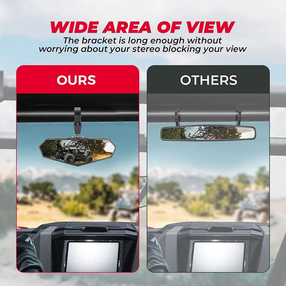 Espejo retrovisor central KEMIMOTO UTV para Polaris RZR S 570/900/1000 XP de 1,6" -2" Foto 2 de 4