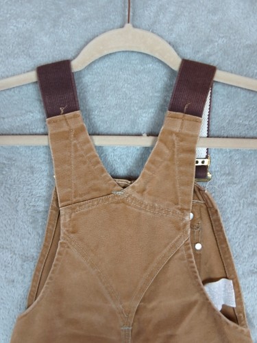 Vtg Carhartt Youth Small 6-8 Bib Overalls Work Canvas Double Knee Made In USA - Picture 9 of 18
