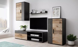 Ensemble de 4 éléments meubles de salon en bois style industriel