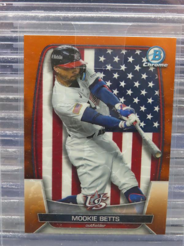 2023 Bowman Chrome Mookie Betts Orange Refractor WBC Flag Variation #12/25