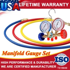 Refrigeration 3-Way Air Conditioning A/C Diagnostic Manifold Gauge Recharge Kit